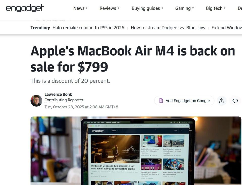 蘋果 MacBook Air M4 重新開售:相比原價(jià)直降20% 圖片